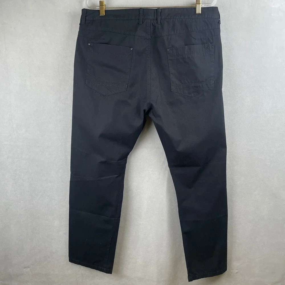 Calvin Klein Mens 38x30 Black Cotton Chino Pants Straight Leg 5-Pocket Casual